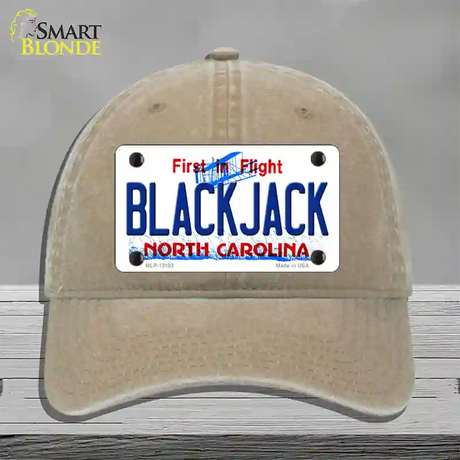 Blackjack North Carolina State Novelty License Plate Hat Unconstructed Cotton / Khaki