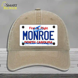 Monroe North Carolina State Novelty License Plate Hat Unconstructed Cotton / Khaki