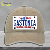 Gastonia North Carolina State Novelty License Plate Hat Unconstructed Cotton / Khaki