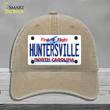 Huntersville North Carolina State Novelty License Plate Hat Unconstructed Cotton / Khaki