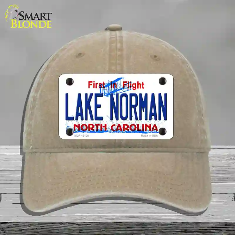 Lake Norman North Carolina State Novelty License Plate Hat Unconstructed Cotton / Khaki