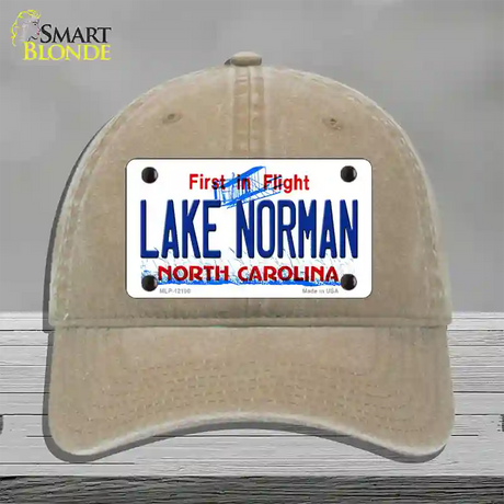 Lake Norman North Carolina State Novelty License Plate Hat Unconstructed Cotton / Khaki