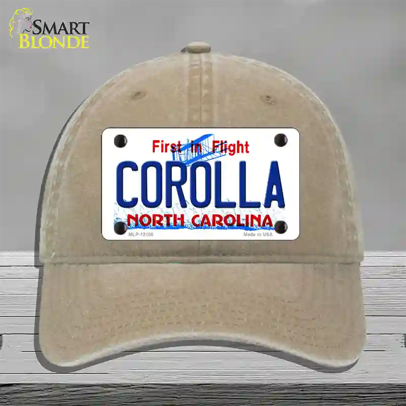 Corolla North Carolina State Novelty License Plate Hat Unconstructed Cotton / Khaki