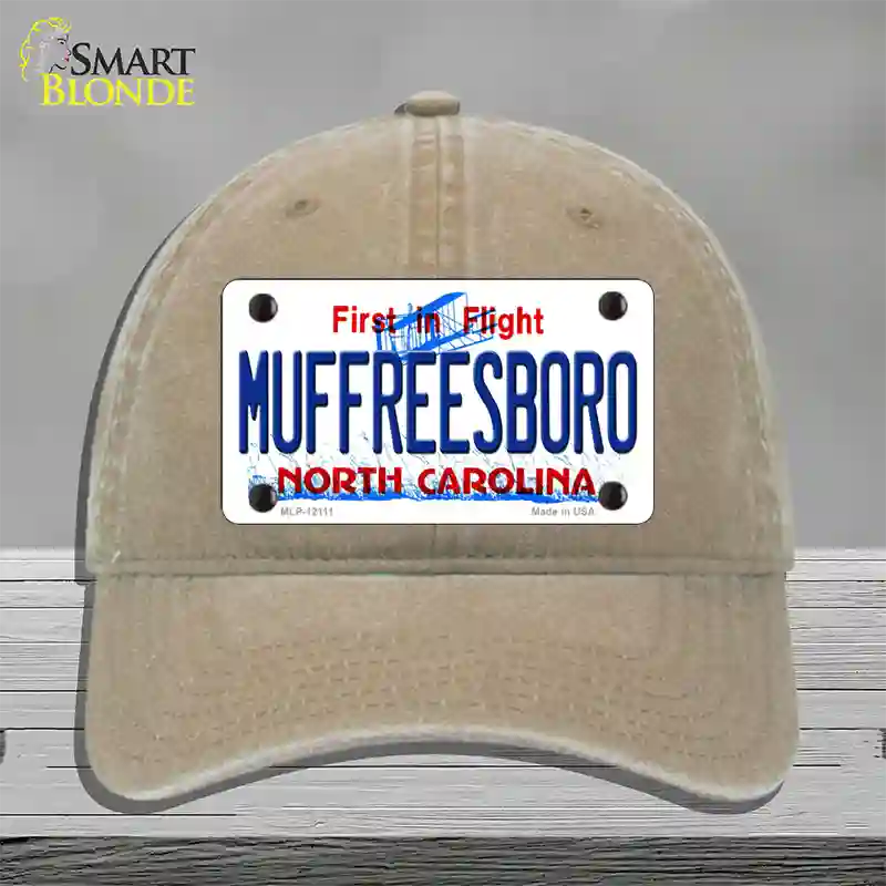 Muffreesboro North Carolina State Novelty License Plate Hat Unconstructed Cotton / Khaki