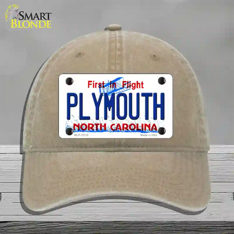 Plymouth North Carolina State Novelty License Plate Hat Unconstructed Cotton / Khaki