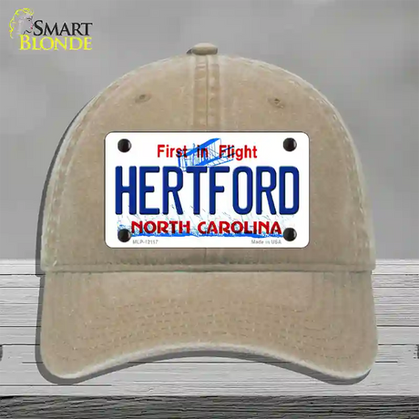 Hertford North Carolina State Novelty License Plate Hat Unconstructed Cotton / Khaki