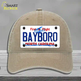 Bayboro North Carolina State Novelty License Plate Hat Unconstructed Cotton / Khaki