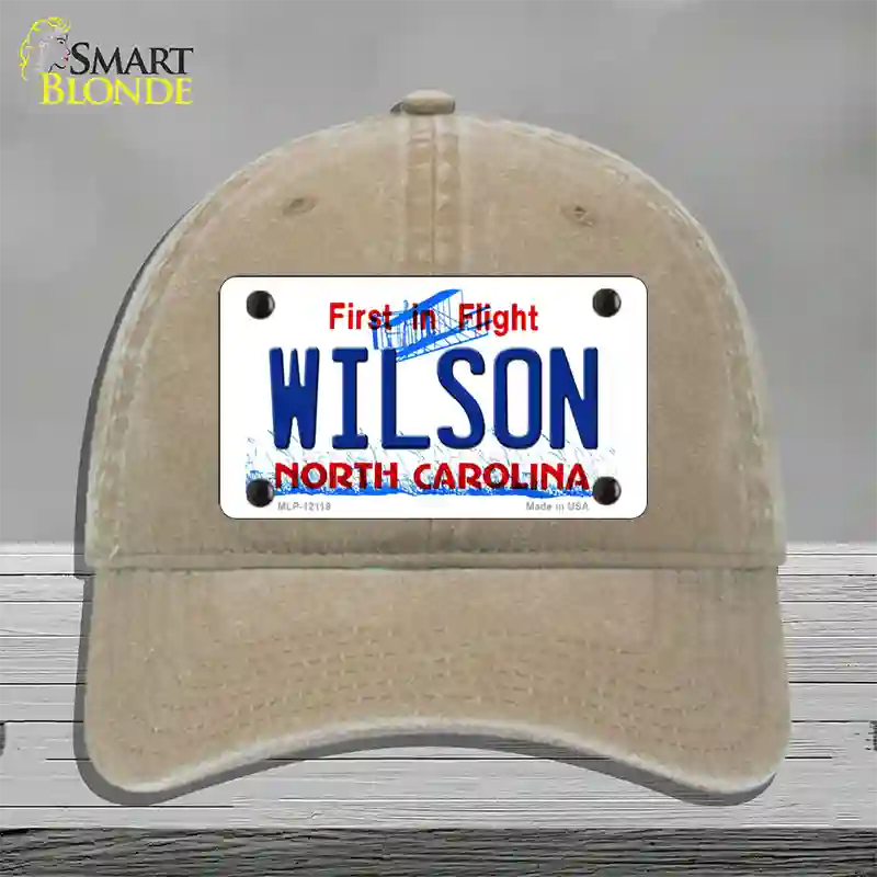 Wilson North Carolina Flight Novelty License Plate Hat Unconstructed Cotton / Khaki