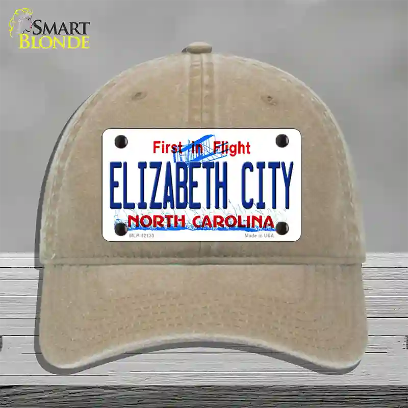 Elizabeth City North Carolina State Novelty License Plate Hat Unconstructed Cotton / Khaki