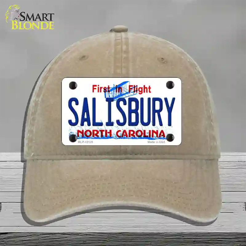 Salisbury North Carolina State Novelty License Plate Hat Unconstructed Cotton / Khaki