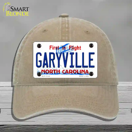 Garyville North Carolina State Novelty License Plate Hat Unconstructed Cotton / Khaki