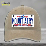 Mount Airy North Carolina State Novelty License Plate Hat Unconstructed Cotton / Khaki