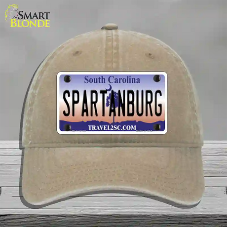 Spartanburg South Carolina State Novelty License Plate Hat Unconstructed Cotton / Khaki