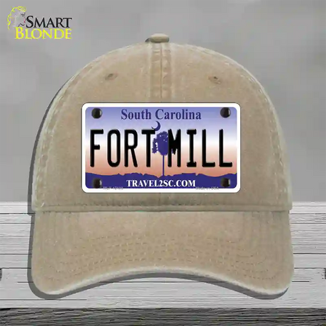 Fort Mill South Carolina Novelty License Plate Hat Unconstructed Cotton / Khaki