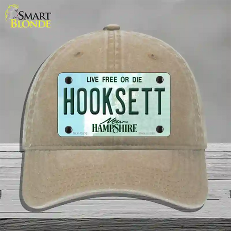 Hooksett New Hampshire Novelty License Plate Hat Unconstructed Cotton / Khaki