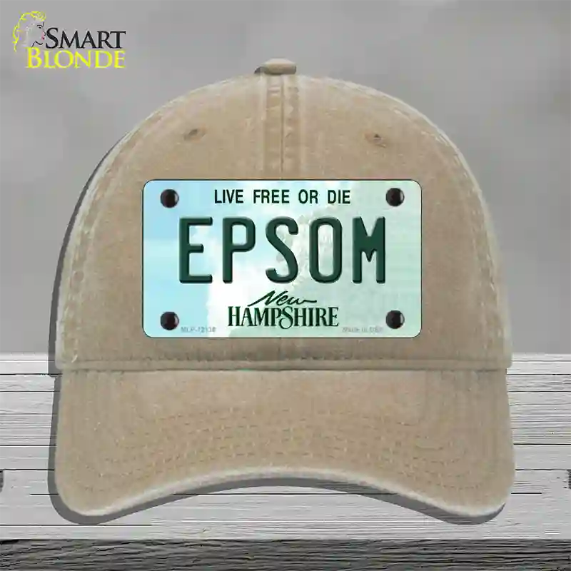 Epsom New Hampshire Novelty License Plate Hat Unconstructed Cotton / Khaki