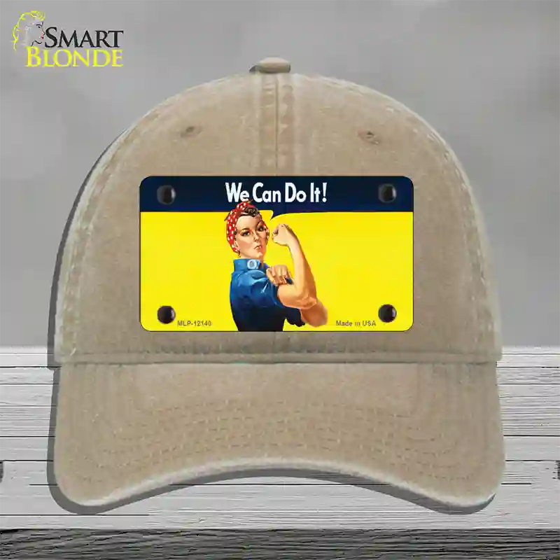 We Can Do It Novelty License Plate Hat Unconstructed Cotton / Khaki