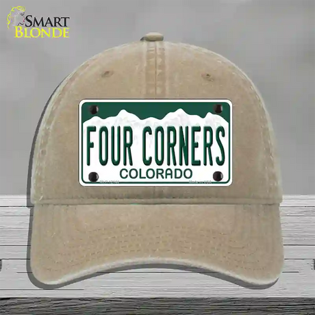 Four Corners Colorado Novelty License Plate Hat Unconstructed Cotton / Khaki