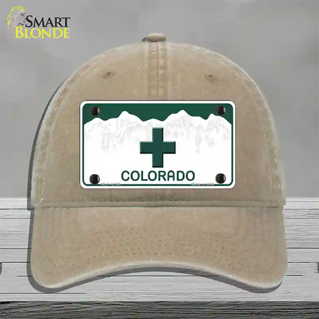 Marajuana Cross Colorado Novelty License Plate Hat Unconstructed Cotton / Khaki