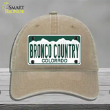 Bronco Country Colorado Novelty License Plate Hat Unconstructed Cotton / Khaki