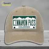 Cinnamon Pass Colorado Novelty License Plate Hat Unconstructed Cotton / Khaki