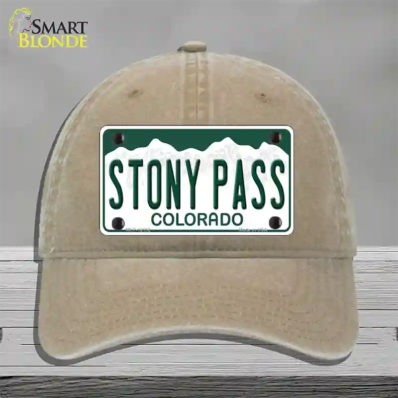 Stony Pass Colorado Novelty License Plate Hat Unconstructed Cotton / Khaki