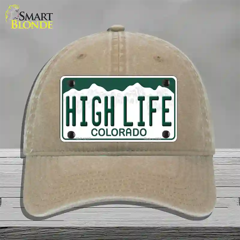 High Life Colorado Novelty License Plate Hat Unconstructed Cotton / Khaki