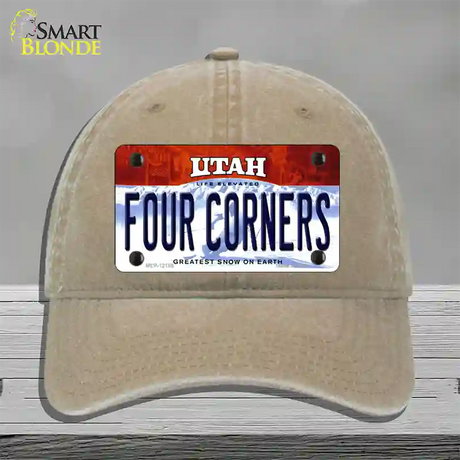 Utah Four Corners Novelty License Plate Hat Unconstructed Cotton / Khaki