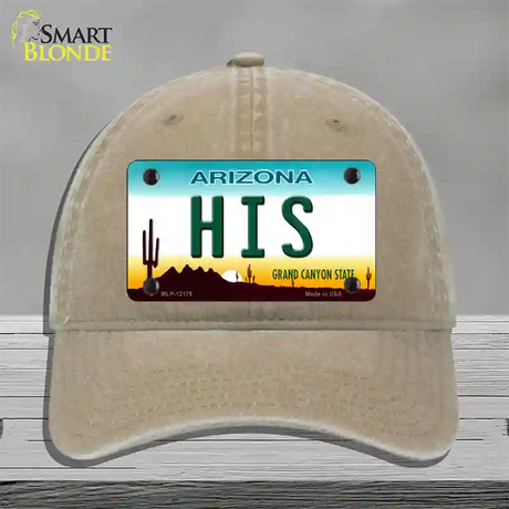 His Arizona Novelty License Plate Hat Unconstructed Cotton / Khaki