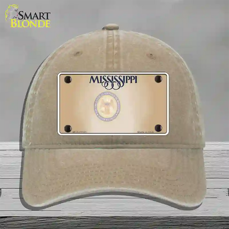 Mississippi Great Seal Blank Novelty License Plate Hat Unconstructed Cotton / Khaki