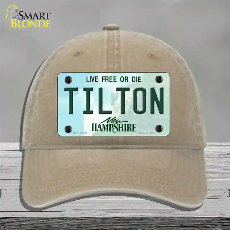 Tilton New Hampshire Novelty License Plate Hat Unconstructed Cotton / Khaki