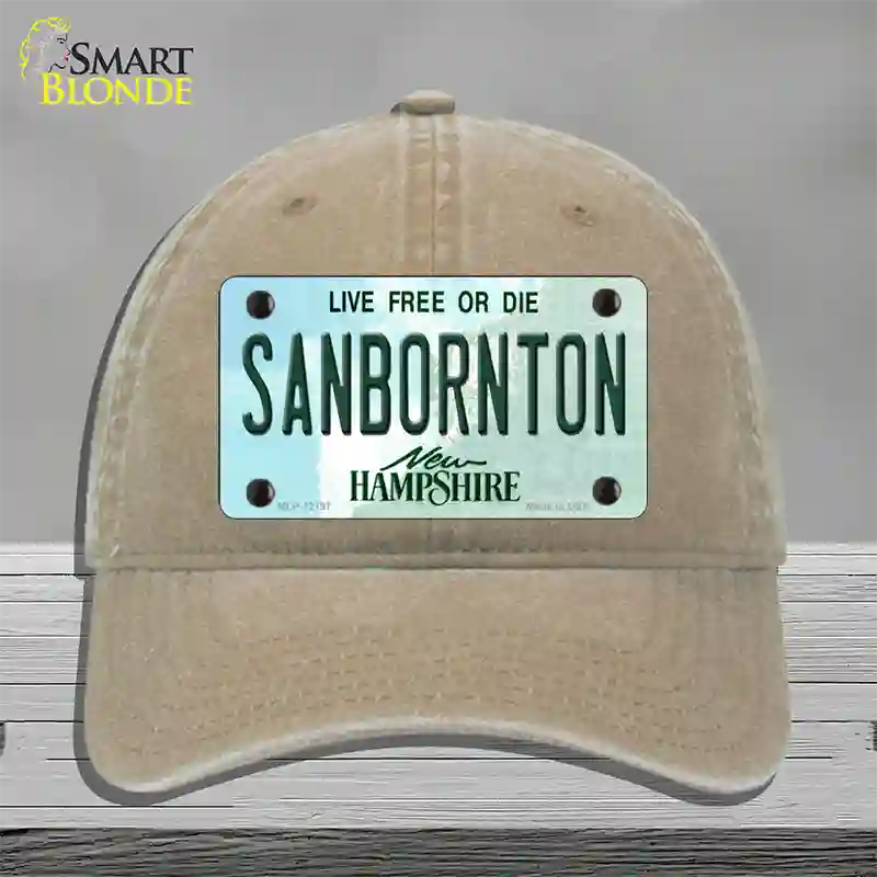 Sanbornton New Hampshire Novelty License Plate Hat Unconstructed Cotton / Khaki