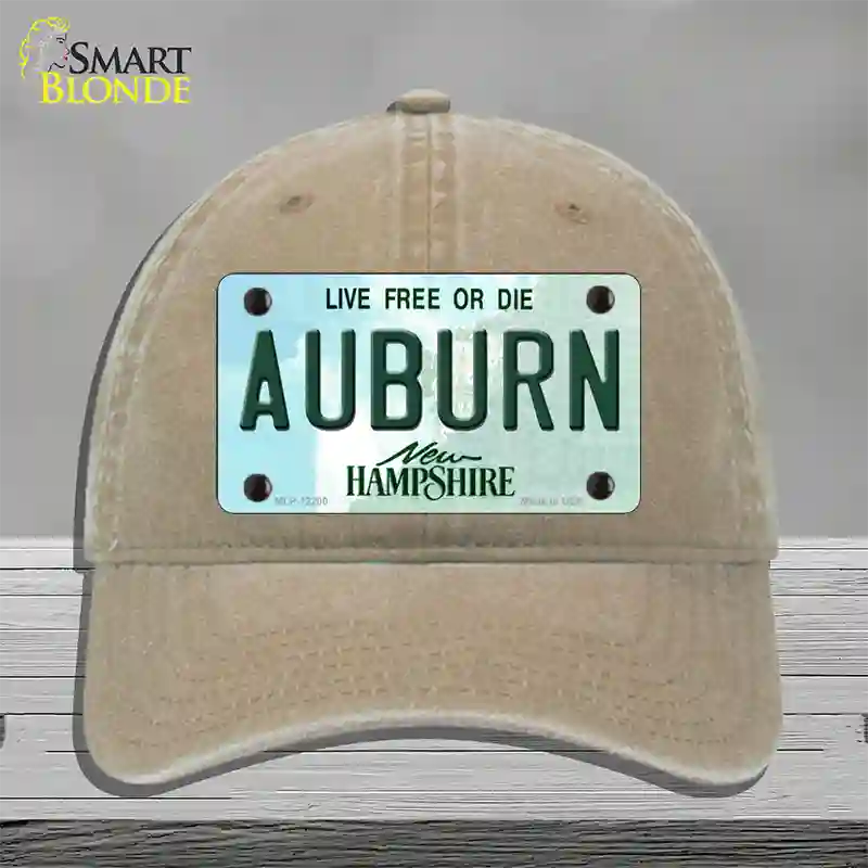 Auburn New Hampshire Novelty License Plate Hat Unconstructed Cotton / Khaki