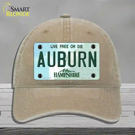 Auburn New Hampshire Novelty License Plate Hat Unconstructed Cotton / Khaki