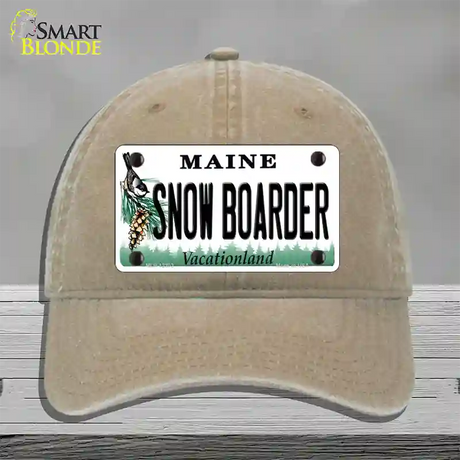 Snow Boarder Maine Novelty License Plate Hat Unconstructed Cotton / Khaki