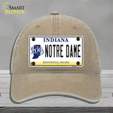 Notre Dame Indiana Novelty License Plate Hat Unconstructed Cotton / Khaki