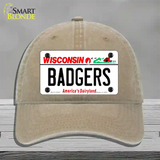 Badgers Wisconsin Novelty License Plate Hat Unconstructed Cotton / Khaki