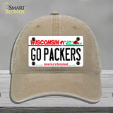 Go Packers Wisconsin Novelty License Plate Hat Unconstructed Cotton / Khaki