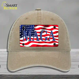 MAGA Flag Novelty License Plate Hat Unconstructed Cotton / Khaki