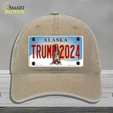 Trump 2024 Alaska Novelty License Plate Hat Unconstructed Cotton / Khaki