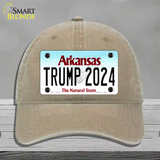 Trump 2024 Arkansas Novelty License Plate Hat Unconstructed Cotton / Khaki