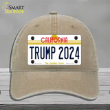 Trump 2024 California Novelty License Plate Hat Unconstructed Cotton / Khaki