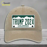 Trump 2024 Colorado Novelty License Plate Hat Unconstructed Cotton / Khaki