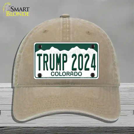 Trump 2024 Colorado Novelty License Plate Hat Unconstructed Cotton / Khaki