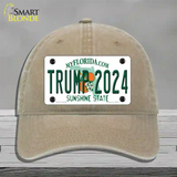 Trump 2024 Florida Novelty License Plate Hat Unconstructed Cotton / Khaki