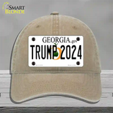 Trump 2024 Georgia Novelty License Plate Hat Unconstructed Cotton / Khaki