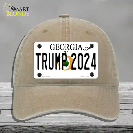 Trump 2024 Georgia Novelty License Plate Hat Unconstructed Cotton / Khaki