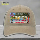 Trump 2024 Hawaii Novelty License Plate Hat Unconstructed Cotton / Khaki