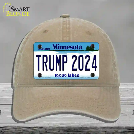 Trump 2024 Minnesota Novelty License Plate Hat Unconstructed Cotton / Khaki