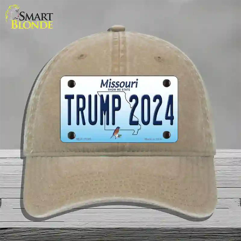 Trump 2024 Missouri Novelty License Plate Hat Unconstructed Cotton / Khaki